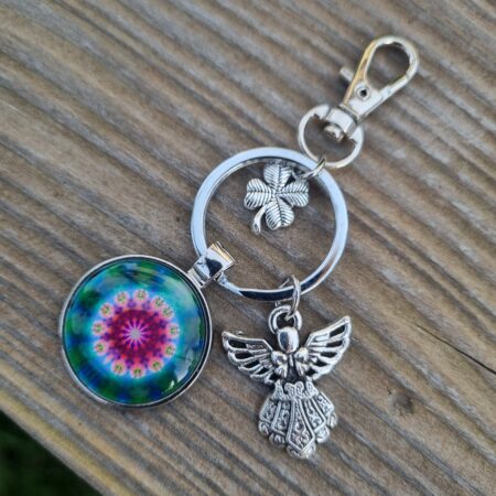 Přívěsek na klíče - mandala s andílkem